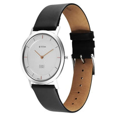 Titan Men's Watch Analog, Edge Collection White dial Dark Blue Leather Strap, 1595SL06