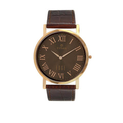 Titan Men's Watch Edge Collection Analog, Brown Dial Brown Leather Strap, 1595WL03