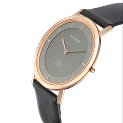 Titan Men's Watch Analog, Edge Collection Anthracite Dial Black Leather Strap Watch, 1595W - view 2