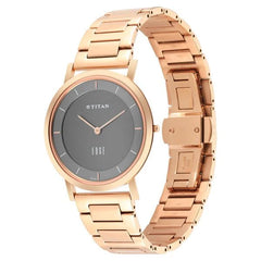 Titan Men's Watch Analog, Edge Anthracite Dial Rose Gold Strap Watch, 1595WM01