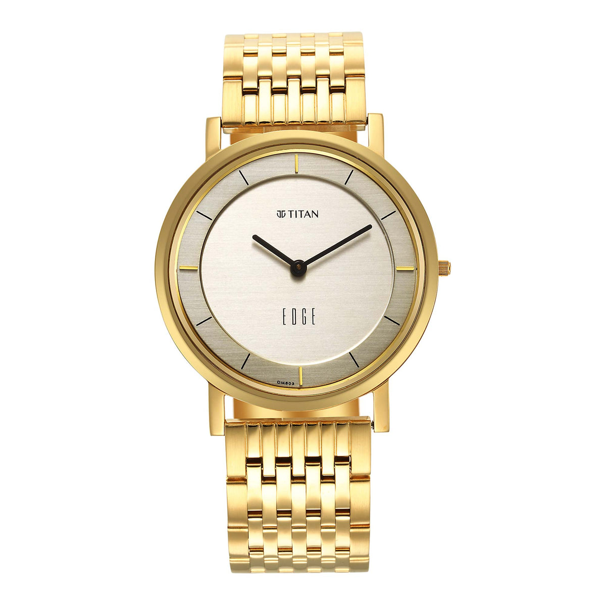 Titan Edge Gold Dial Analog Watch for Men, 1595YM01