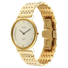 Titan Edge Gold Dial Analog Watch for Men, 1595YM01