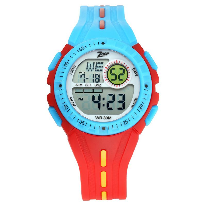 Zoop By Titan Kid's Watch Digital Dial With Blue & Red PU Strap, 16007PP03