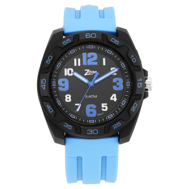 Zoop By Titan Kid's Watch Analog Black Dial With Blue Silicone Strap, 16016PP01