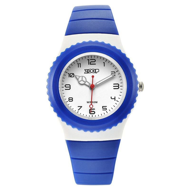 Zoop By Titan Sport Kid's Watch Analog White Dial with Blue PU Strap, 16031PP03