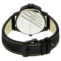 Titan Men's Watch Analog, Black Dial With Black Leather Strap, 1608NL01