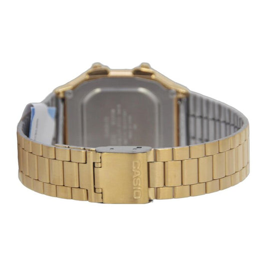 Casio Men's Watch Vintage Collection Digital, Black Dial Gold Stainless Steel Strap, A178WGA-1ADF