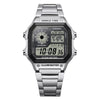 Casio Men's Watch Digital, Black Dial Silver Stainless Steel Strap, AE-1200WHD-1AVD