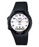 Casio, Men's Watch Analog-Digital, White Dial Black Resin Band, AW-90H-7BVDF