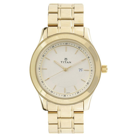 Titan, Men, Analog, Watch, Champagne Dial, Stainless steel Strap, 1627YM04