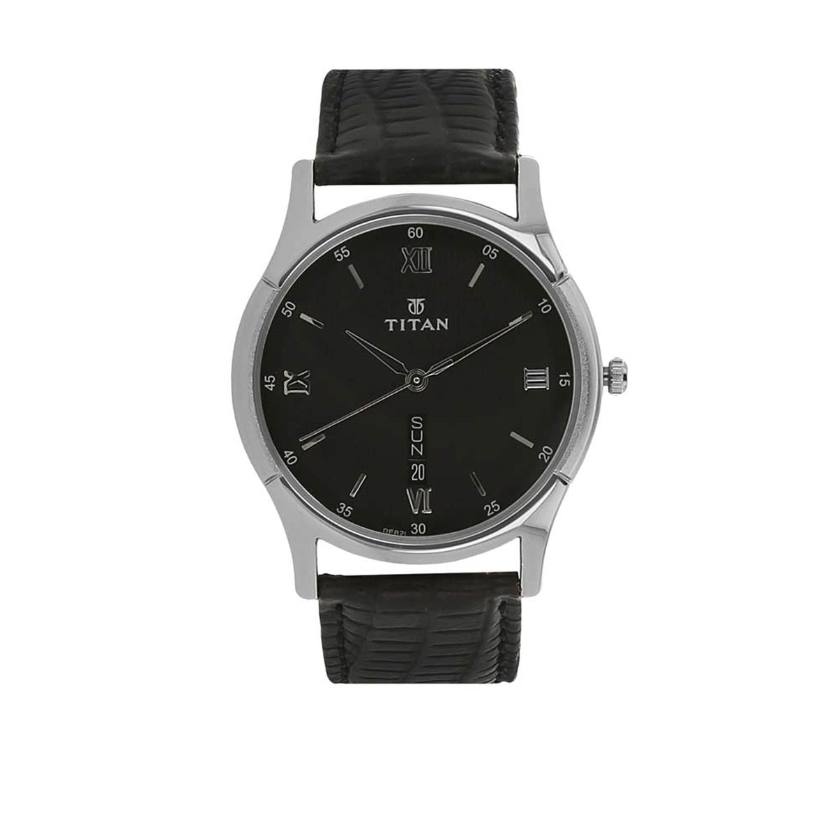 Titan Men's Watch Analog, Black Dial With Black Leather Strap, 1636SL02