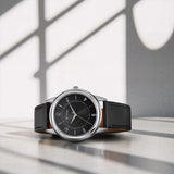 Titan Men's Watch Analog Black Dial with Black Leather Strap, 1638SL03