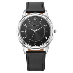 Titan Karishma Zing Men's Watch Analog Black Dial with Black Leather Strap, 1638SL02