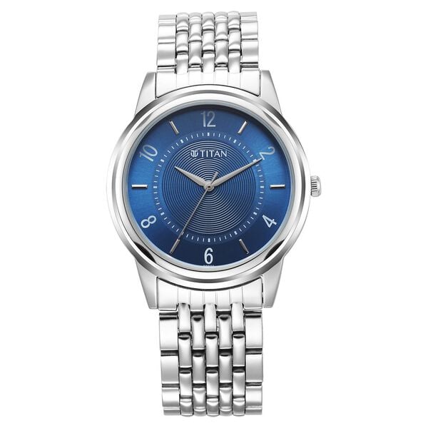 Titan Karishma Zing Men's Watch Analog Blue Dial with Silver Stainless Steel Band, 1638SM02