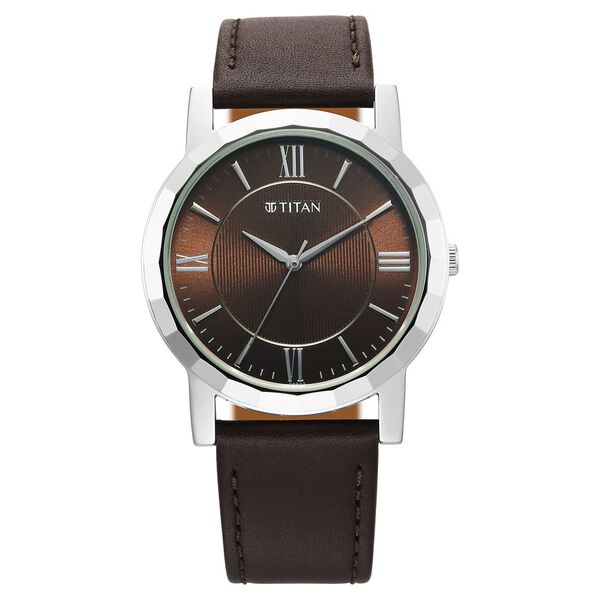 Titan Karishma Zing Men's Watch Analog Brown Dial with Brown Leather Strap, 1644SL01