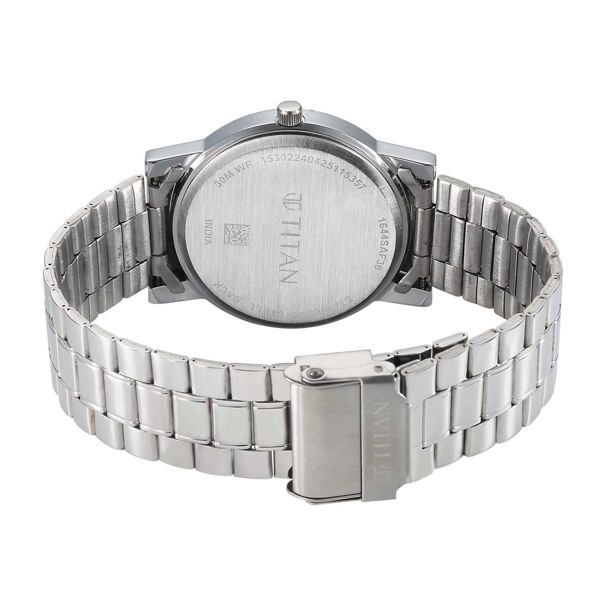 Titan Analog Men's Watch With Day and Date Display with Blue dial and Silver Stainless Steel Strap, 1644SM01