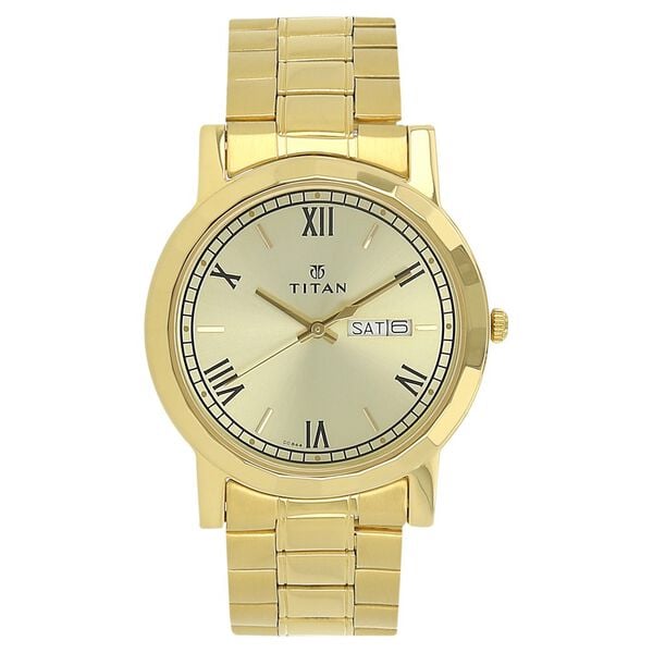 Titan Karishma Analog Men's Watch with Day & Date, Silver Dial and Stainless Steel Strap, 1644BM03