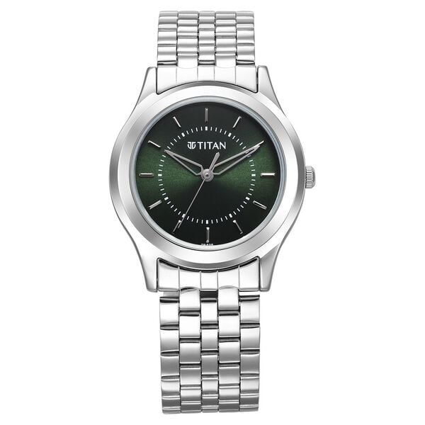 Titan Karishma Zing Men's Watch Analog Green Dial with Silver Stainless Steel Band, 1648SM01