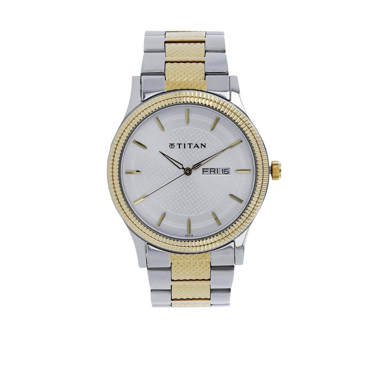 Titan Men's Watch Analog, Silver Dial Silver & Gold Stainless Steel Strap Watch,  1650BM03