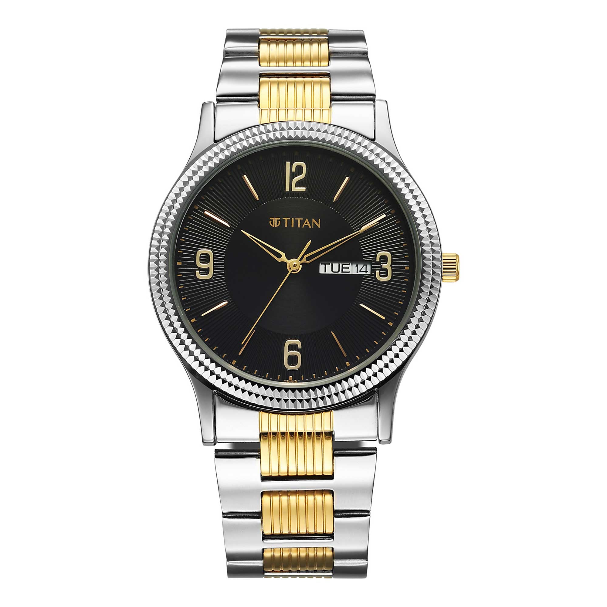 Titan Men's Watch Analog Black Dial with Two-Toned Stainless Steel Band, 1650BM04