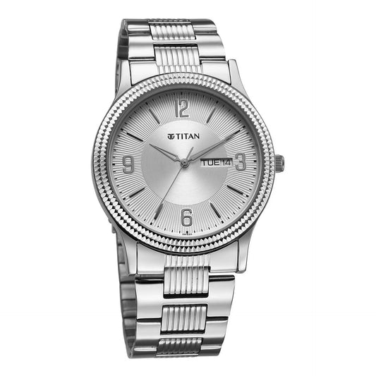 Titan, Men's, Analog Watch, Silver Dial, with Stainless Steel Band, TI-1650SM02