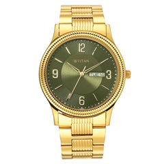 Titan Karishma Men's Watch, Green Dial Analog Stainless Steel Strap, 1650YM08