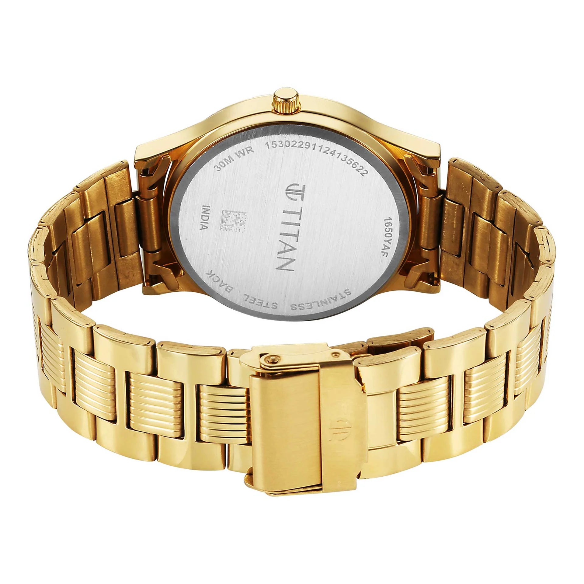 Titan Men's Watch Analog Beige Dial with Gold Stainless Steel Band, 1650YM11