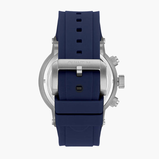 Quantum Men's Chronograph Watch Analog Blue Dial with Blue Silicone Band, HNG1051.399