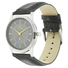 Titan Men's Watch Analog Black Dial With Black Leather Strap, 1674SL01