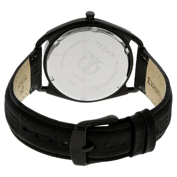 Titan, Men's Watch Black Dial With Black Leather Strap, 1675NL01