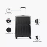 VIP Locus-Max 55cm, 8 Wheel Hard Trolley ,Jet Black, LOCUSMAX55BLK