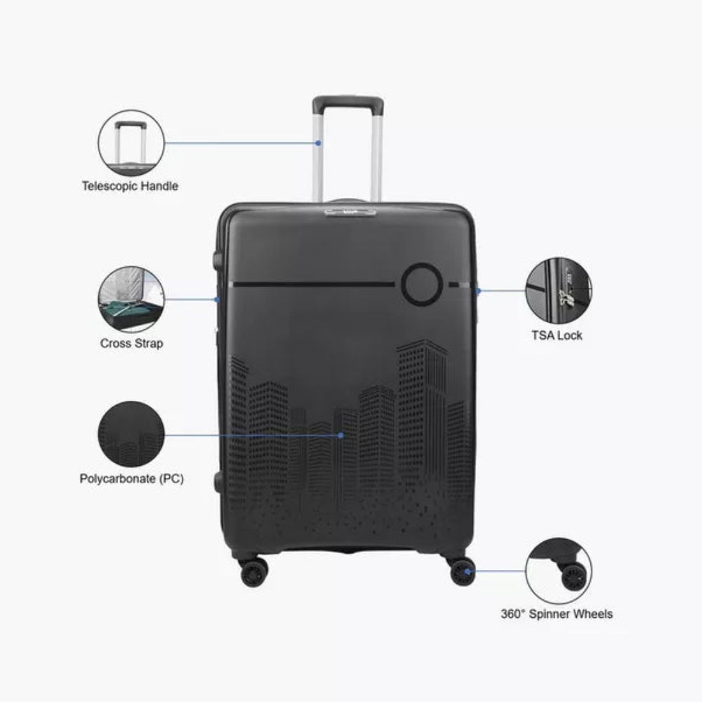 VIP Cityscape Plus 67cm Hardcase Trolley Jet Black, CITYSCAPEPLUS67BLK