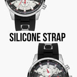 Quantum Men's Watch Analog Silver Dial with Black Silicone Band, ADG678.331