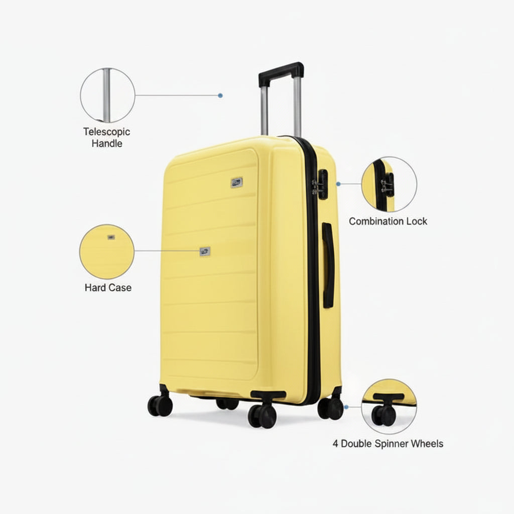 VIP Trekk 55cm Hard Case Trolley 360Â° Light Yellow, TREKK55YL