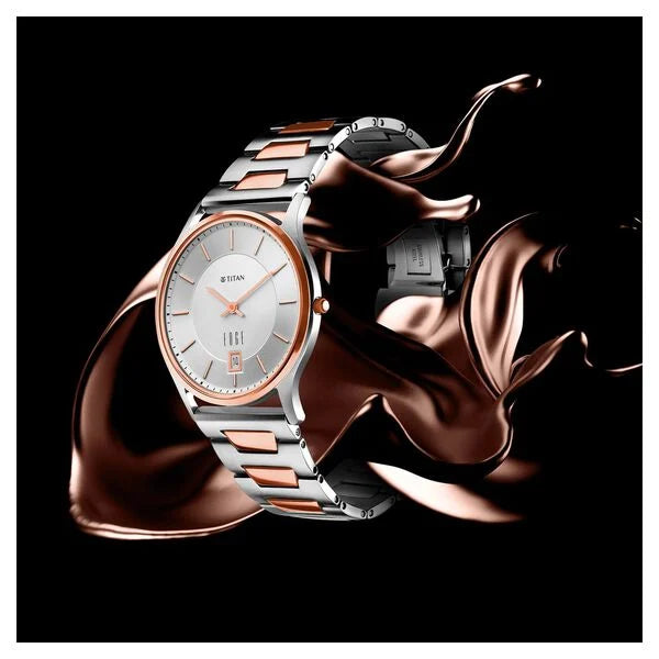 Titan Men's Edge Watch Analog, Silver Dial With Silver Stainless Steel Band, 1683KM01