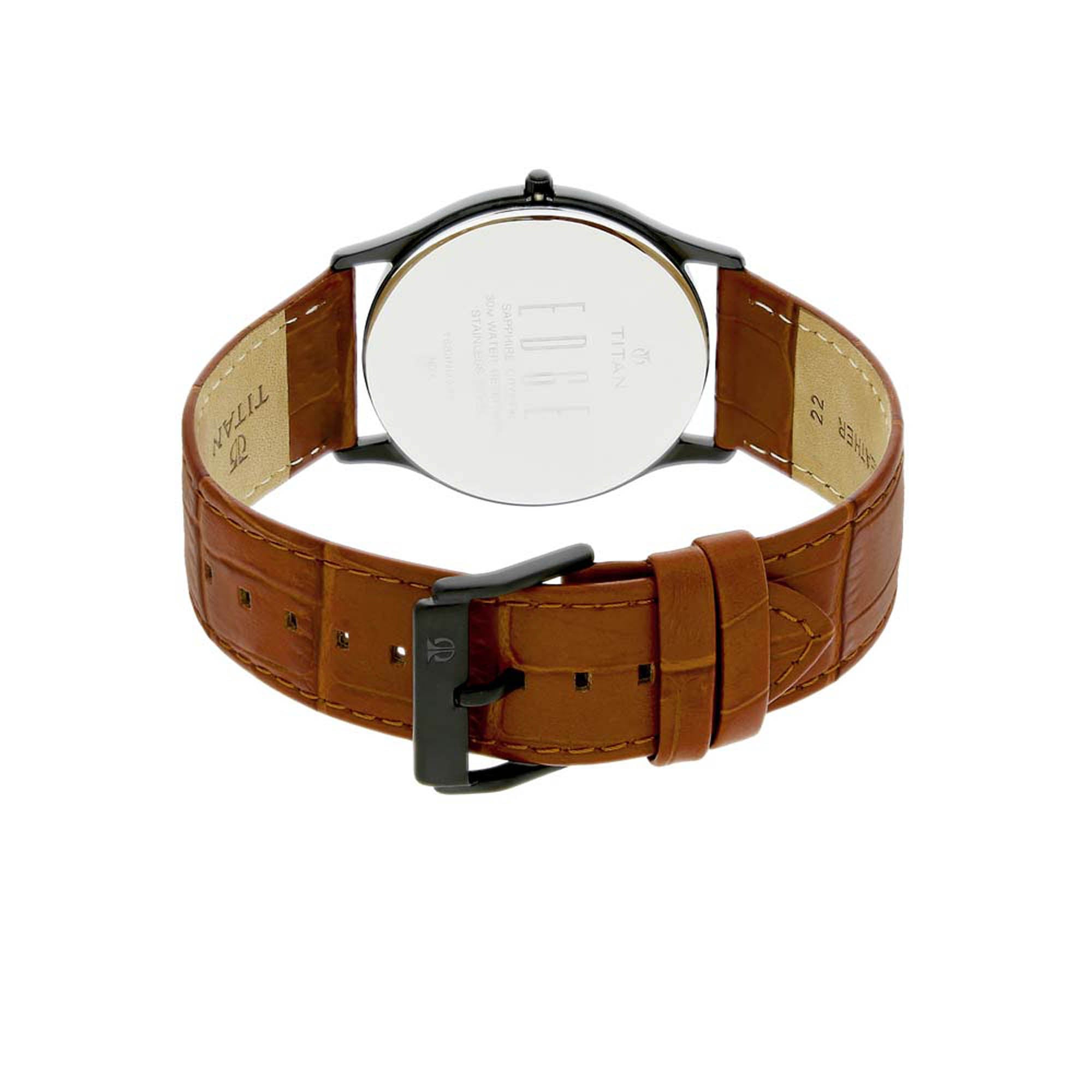 Titan Men's Watch Edge Collection Analog, Black Dial Brown Leather Strap, 1683NL01 - view 4