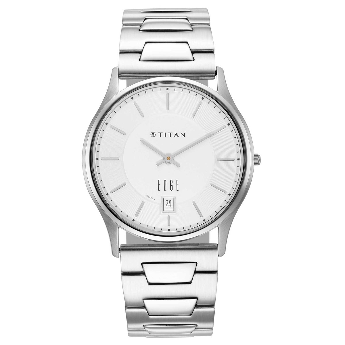 Titan Men's Watch Edge White Dial Silver Stainless Steel Strap Watch, 1683SM01