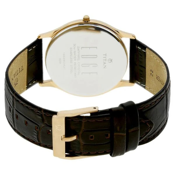 Titan Men's Edge Watch Analog Black Dial With Brown Leather Strap, 1683WL01