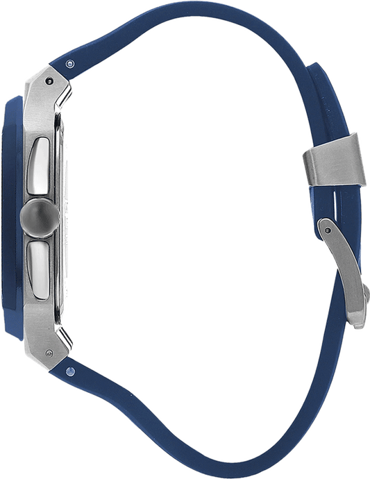 Quantum Men's Chronograph Watch Dark Blue Dial Dark Blue Silicone Band, HNG1033.399