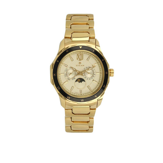 Titan, Men, Analog, Watch, Champagne Dial, Stainless steel Strap, 1688KM01