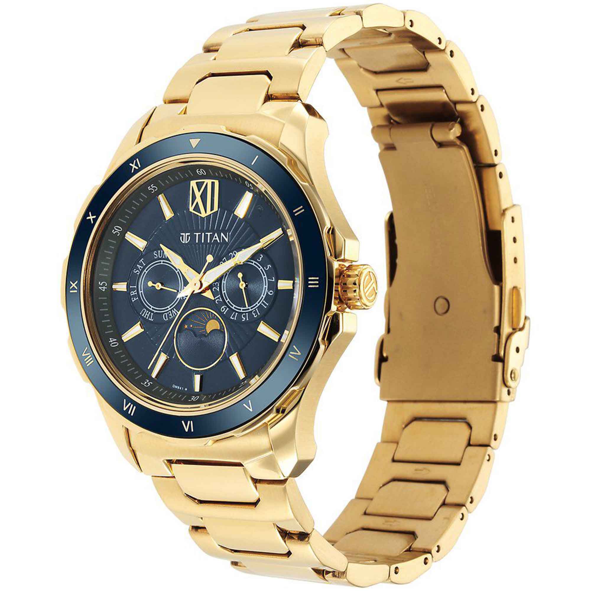 Titan, Men's, Analog Watch, Gold Dial, with Stainless Steel Band, TI-1688KM05
