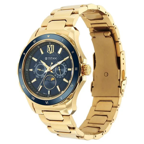 Titan Regalia Premium Multifunction Men's Watch with Green Dial and Stainless Steel Strap, 1688KM05