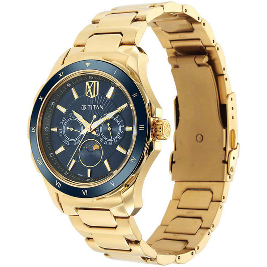Titan, Men's, Analog Watch, Gold Dial, with Stainless Steel Band, TI-1688KM05