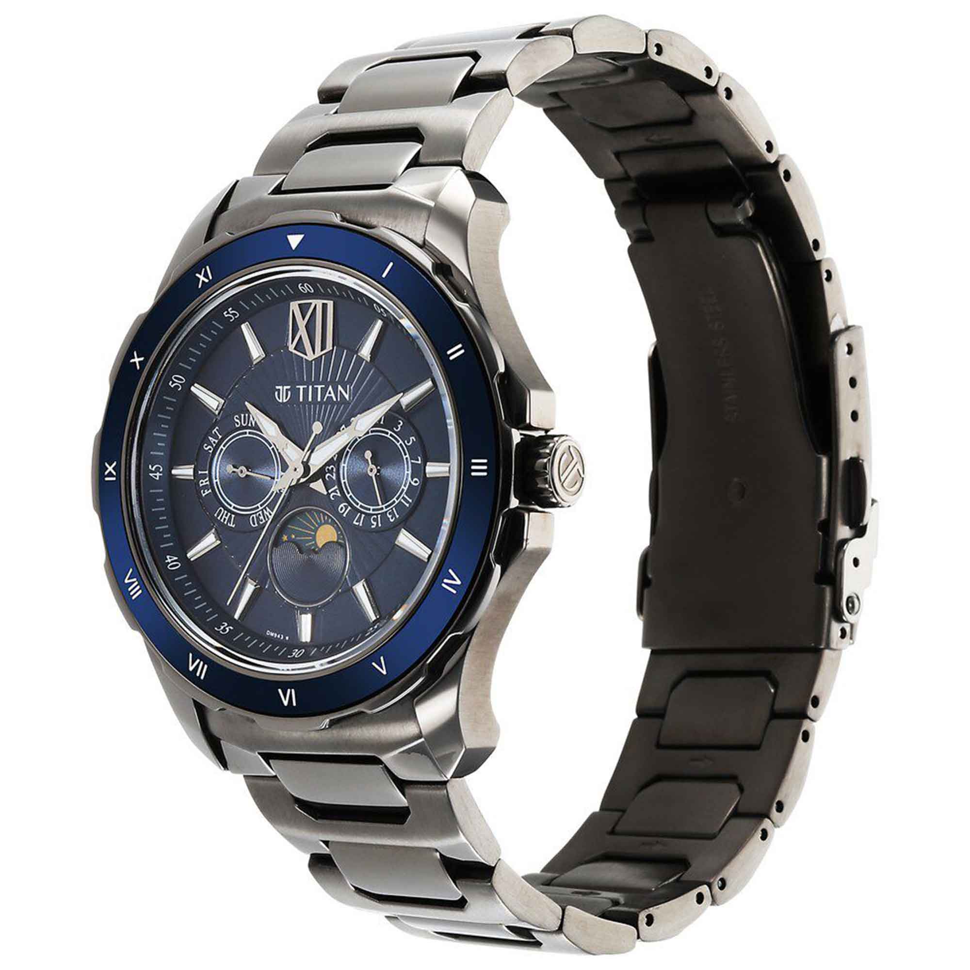 Titan, Men's, Analog Watch, Blue Dial, with Stainless Steel Band, TI-1688KM07