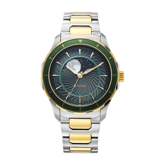 Titan, Men, Analog, Watch, Green Dial, Stainless steel Strap, 1688KM08