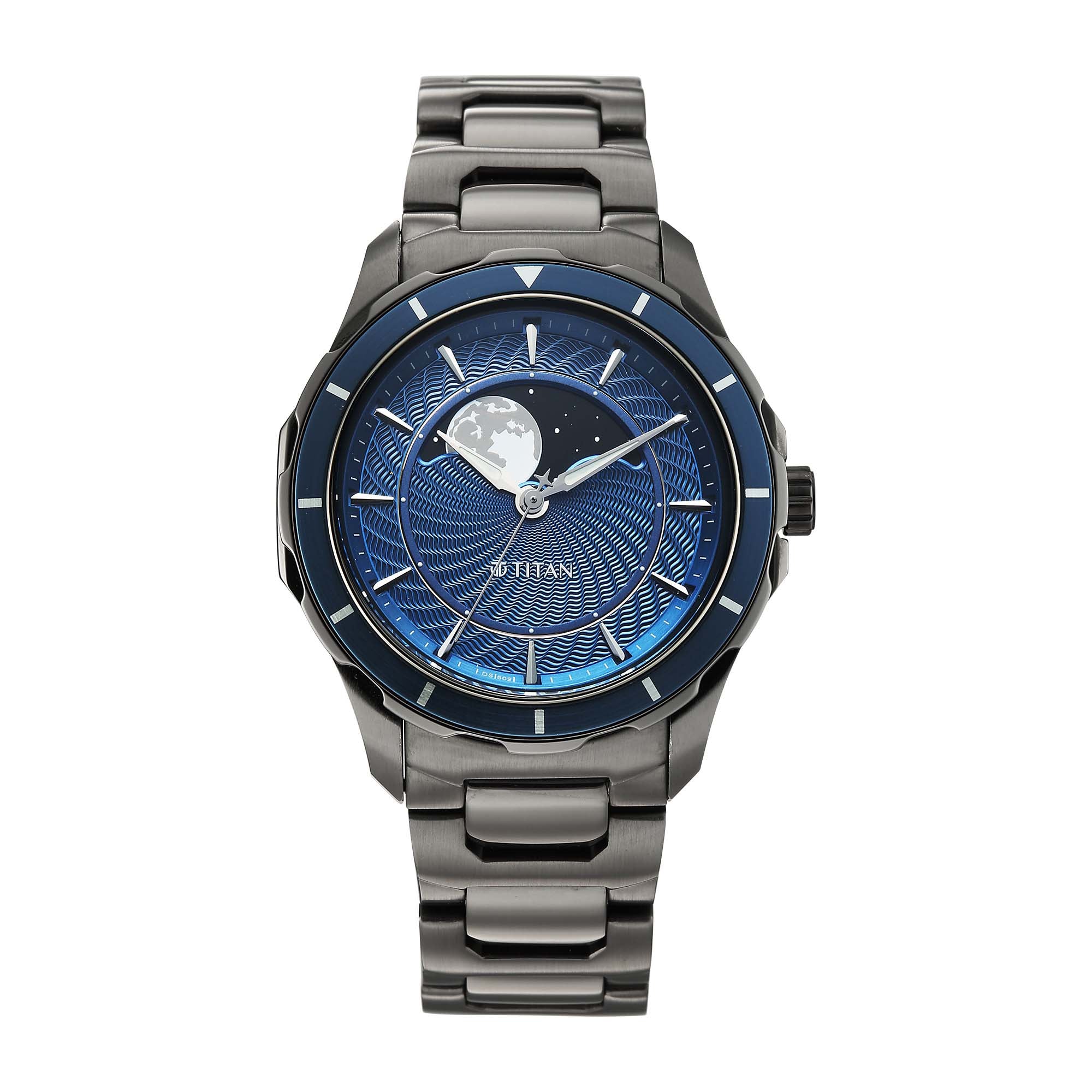 Titan, Men's, Analog Watch, Blue Dial, with Stainless Steel Band, TI-1688KM09