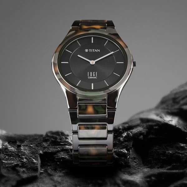 Titan Edge Ceramic Men's Watch Analog in Arctic White Dial With Ceramic Strap, 1696KC04