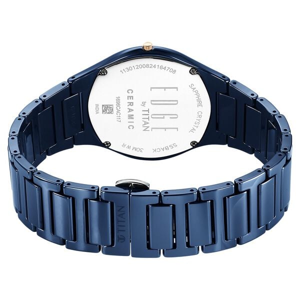 Titan Edge Ceramic Men's Watch Analog Blue Dial with Blue Ceramic Band, 1696KC05