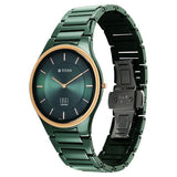 Titan Edge Ceramic Men's Watch Analog Green Dial with Green Ceramic Band, 1696KC10