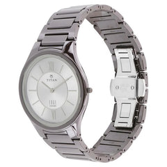 Titan Men's Watch Edge Ceramic - Slimmest Ceramic Analog Watch Silver Dial Grey Strap, 1696QC02